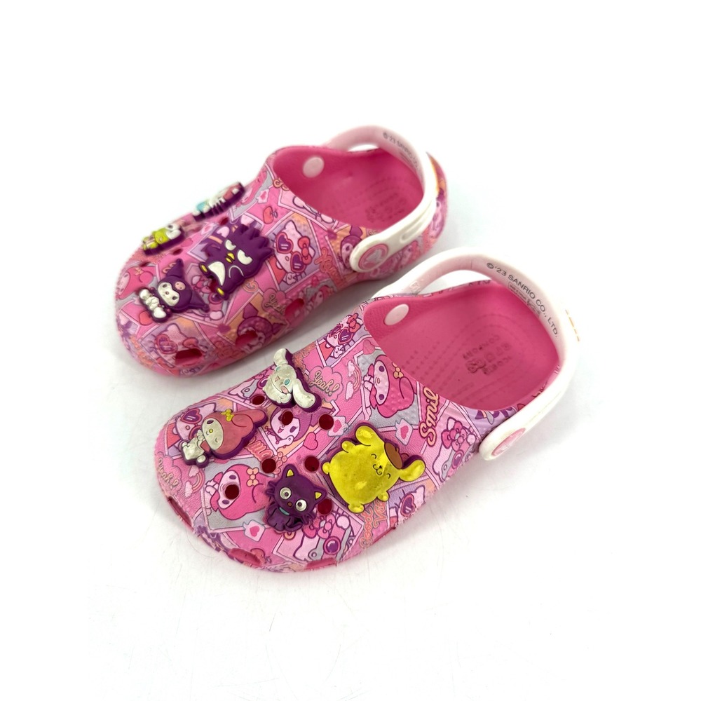 Crocs Clogs Kids Size C10 Pink Sanrio Hello Kitty Friends Jibbitz Kawaii Kidcore